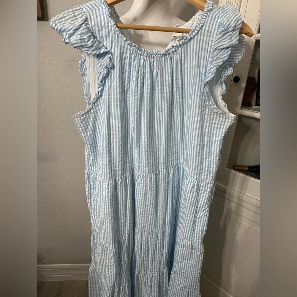Charter Club Light Blue and White Striped Dress